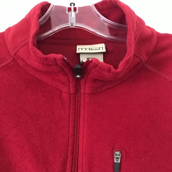 L.L. Bean fleece zip up jacket men size Large Tall Red - Picture 7 of 8